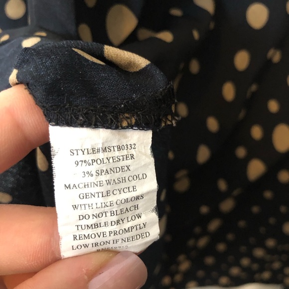 L Black & Tan Polkadot Button Down Blouse - Picture 8 of 12